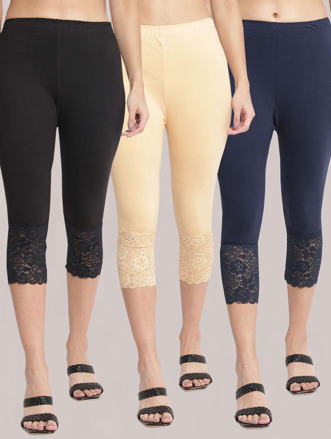pack of 3 solid leggings capri - 19295594 -  Zoom Image - 0