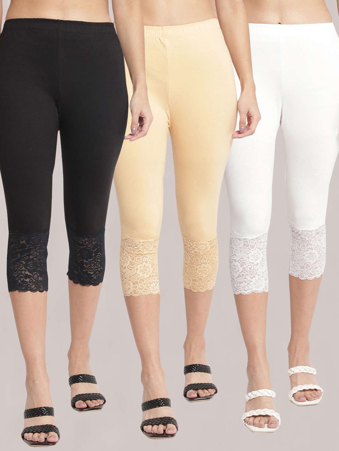 pack of 3 solid leggings capri - 19295596 - Zoom Image - 0