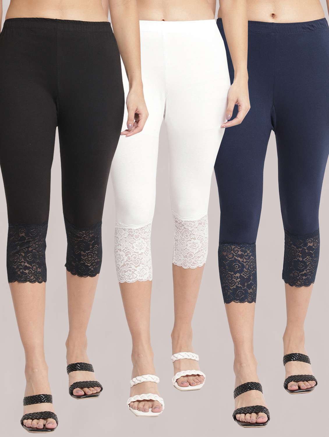 pack of 3 solid leggings capri - 19295601 - Zoom Image - 0