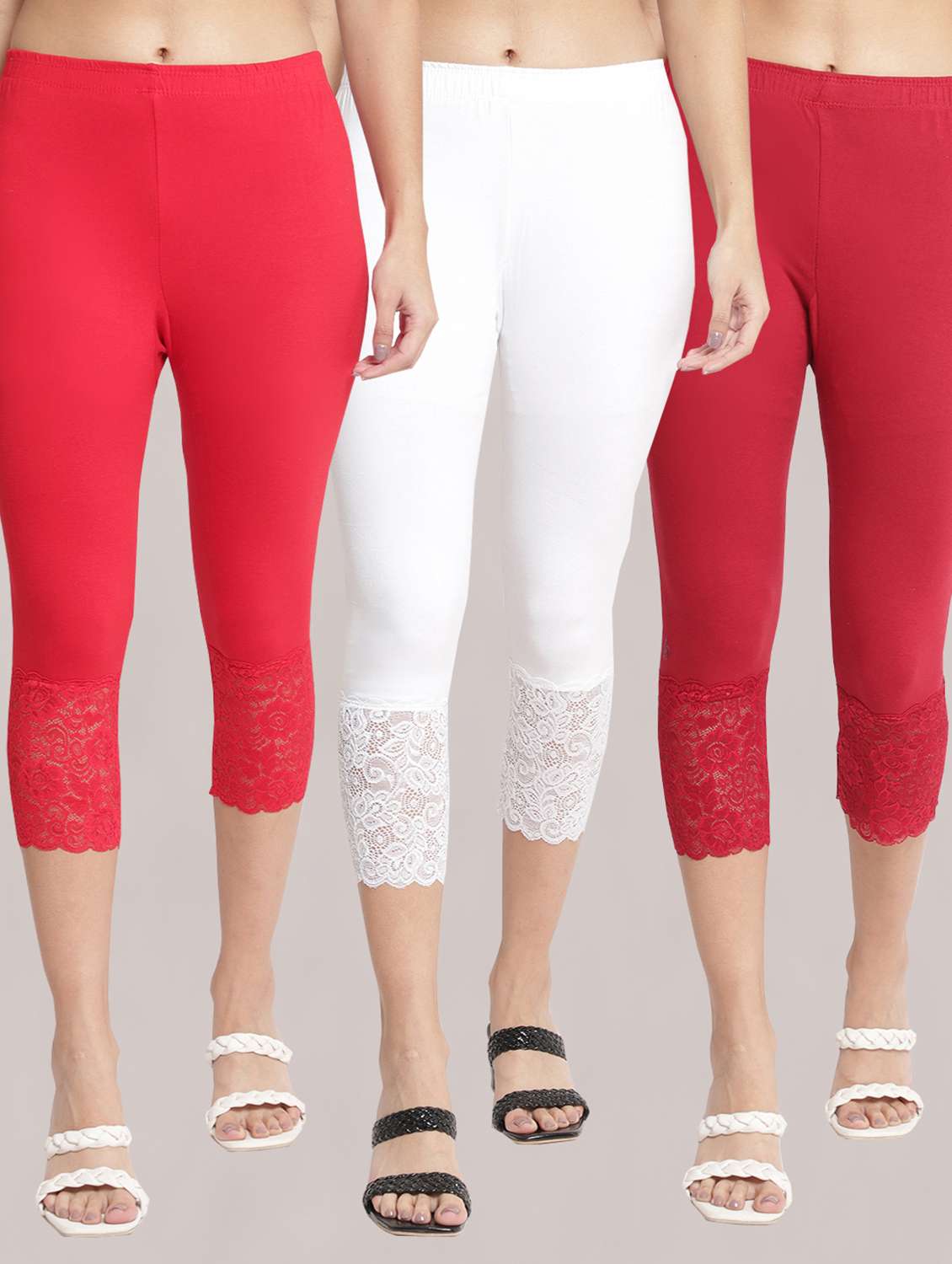 pack of 3 solid leggings capri - 19295606 - Zoom Image - 0