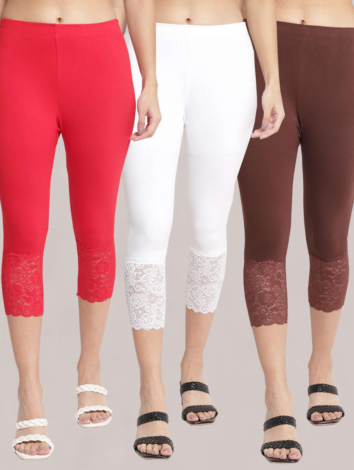 pack of 3 solid leggings capri