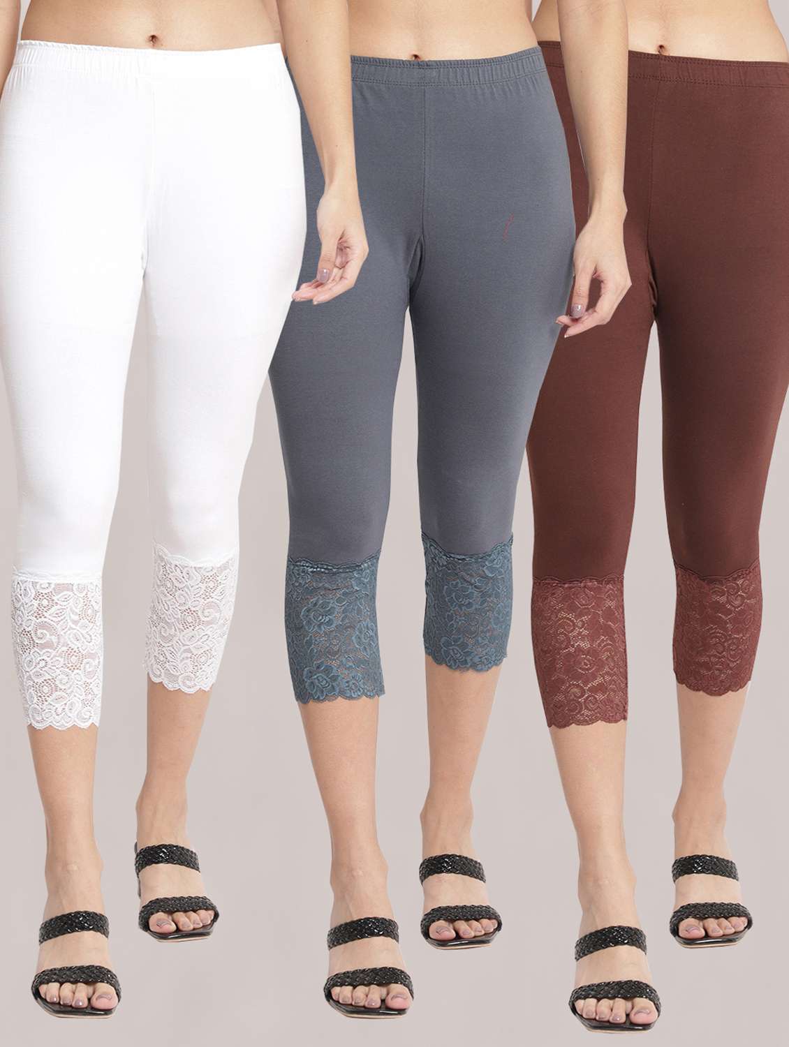 pack of 3 solid leggings capri - 19295614 - Zoom Image - 0