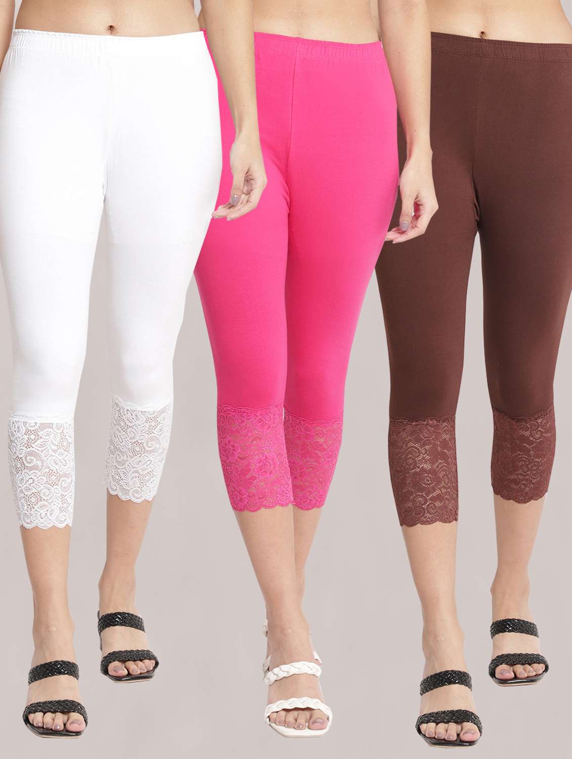 pack of 3 solid leggings capri - 19295619 -  Zoom Image - 0