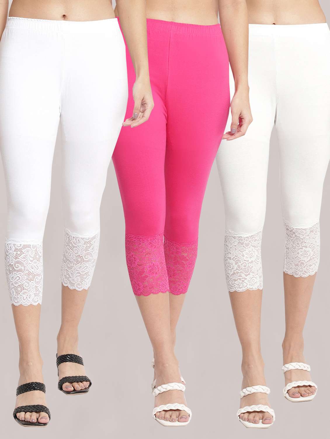 pack of 3 solid leggings capri - 19295620 -  Zoom Image - 0