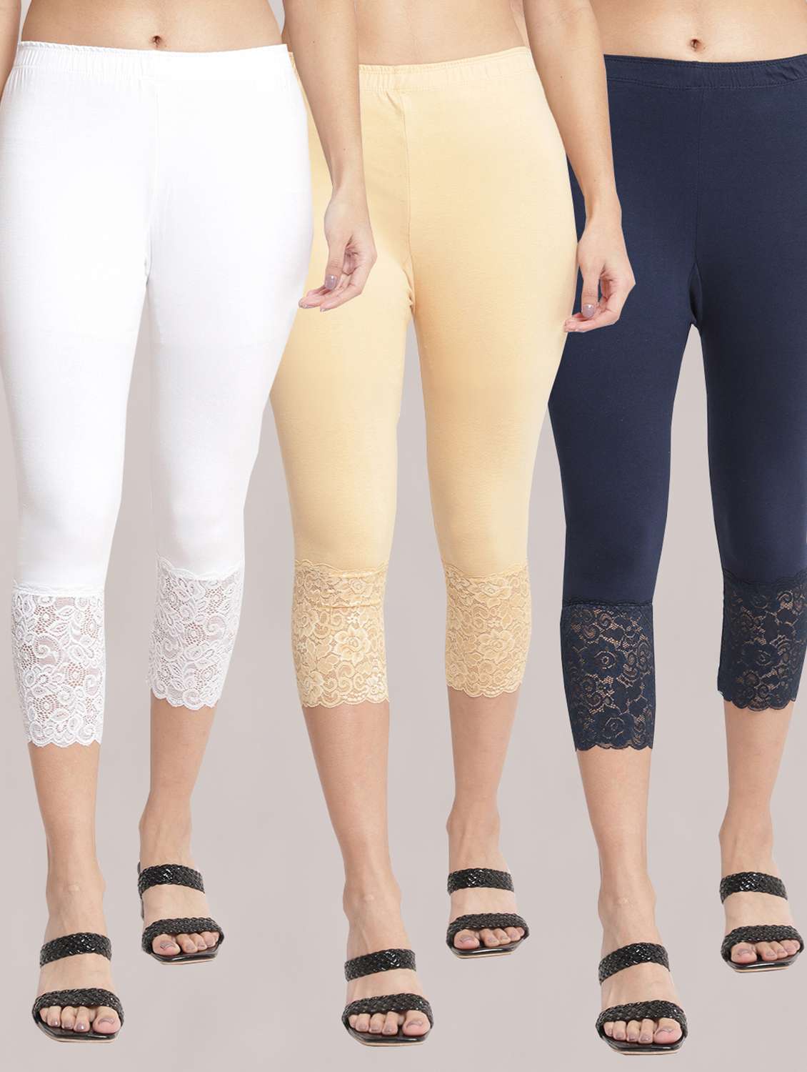 pack of 3 solid leggings capri - 19295622 -  Zoom Image - 0