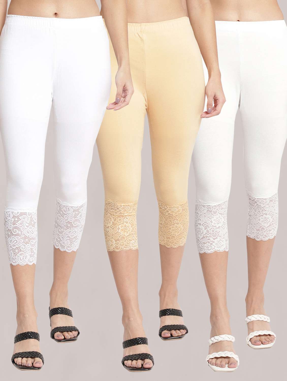 pack of 3 solid leggings capri - 19295624 - Zoom Image - 0