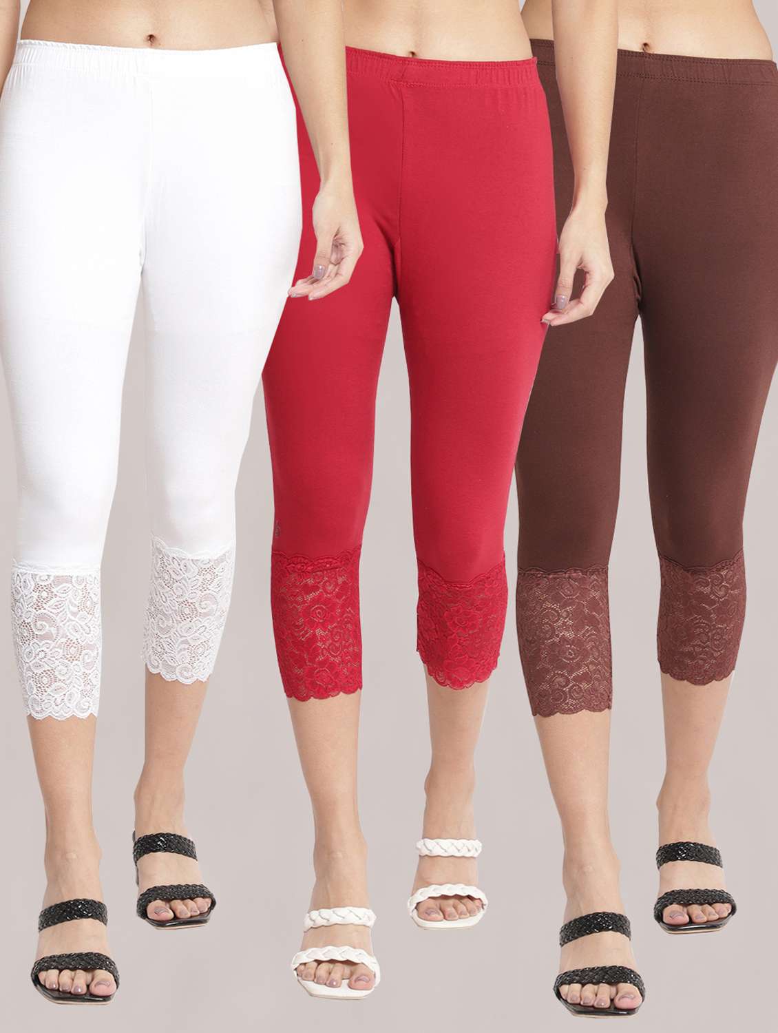 pack of 3 solid leggings capri
