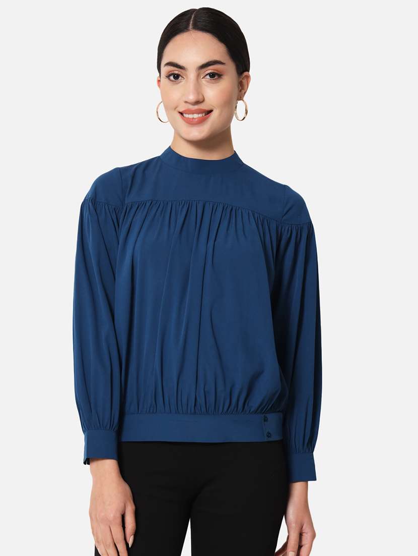 women's straight high neck top