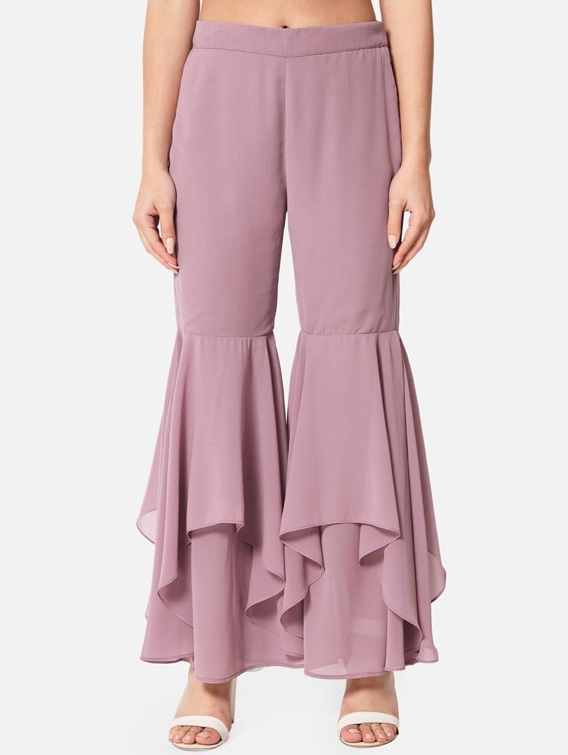 purple solid palazzo - 19298121 -  Zoom Image - 0