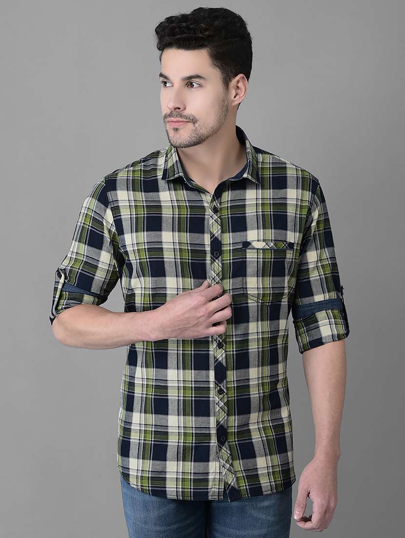 green cotton casual shirt - 19298160 - Zoom Image - 0