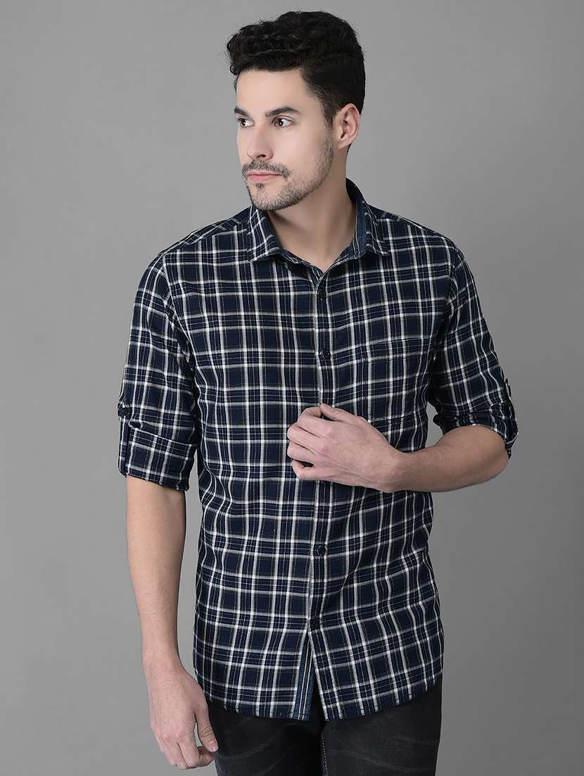 blue cotton casual shirt - 19298162 -  Zoom Image - 0