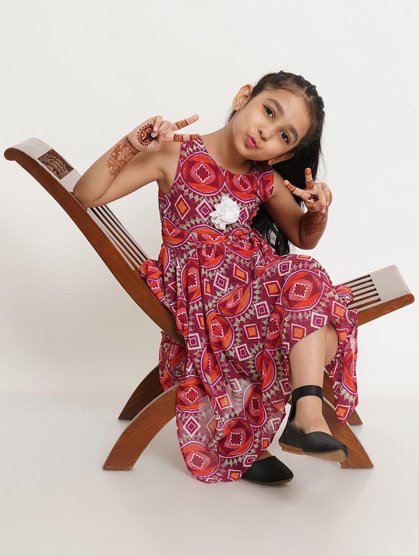 girls round neck sleeveless frock - 19298237 - Standard Image - 3
