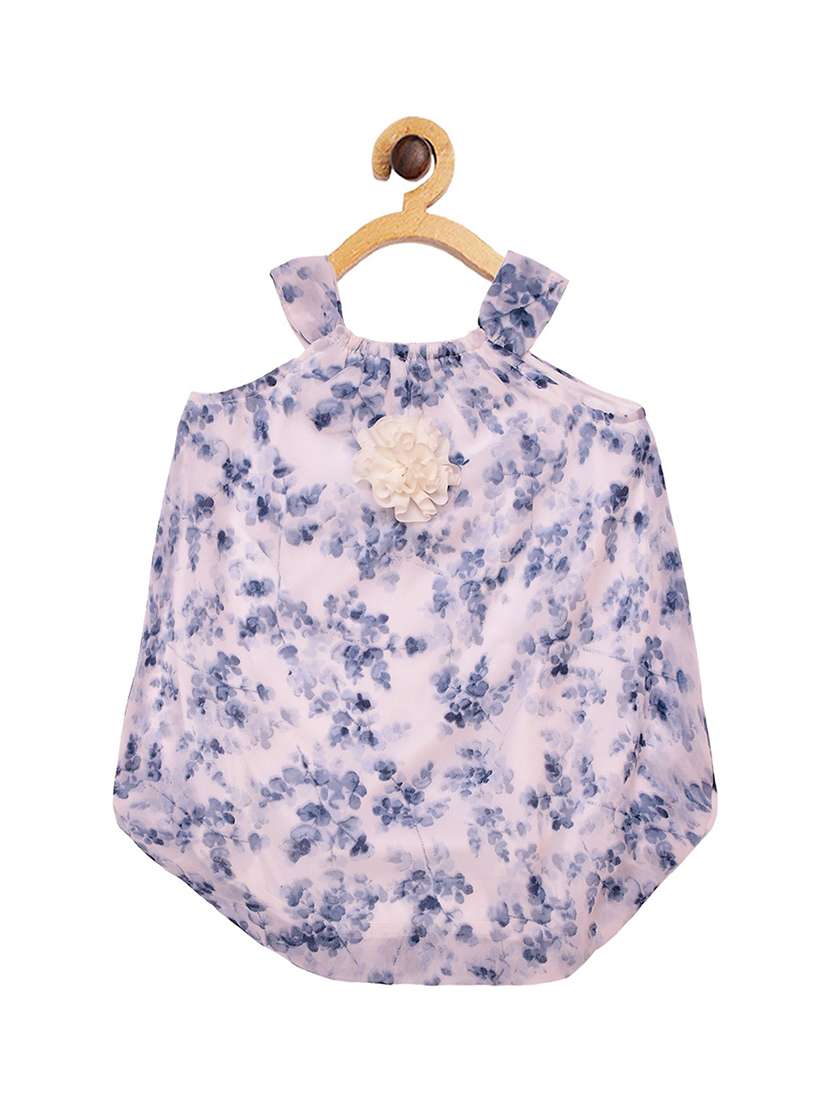 girls white printed frock