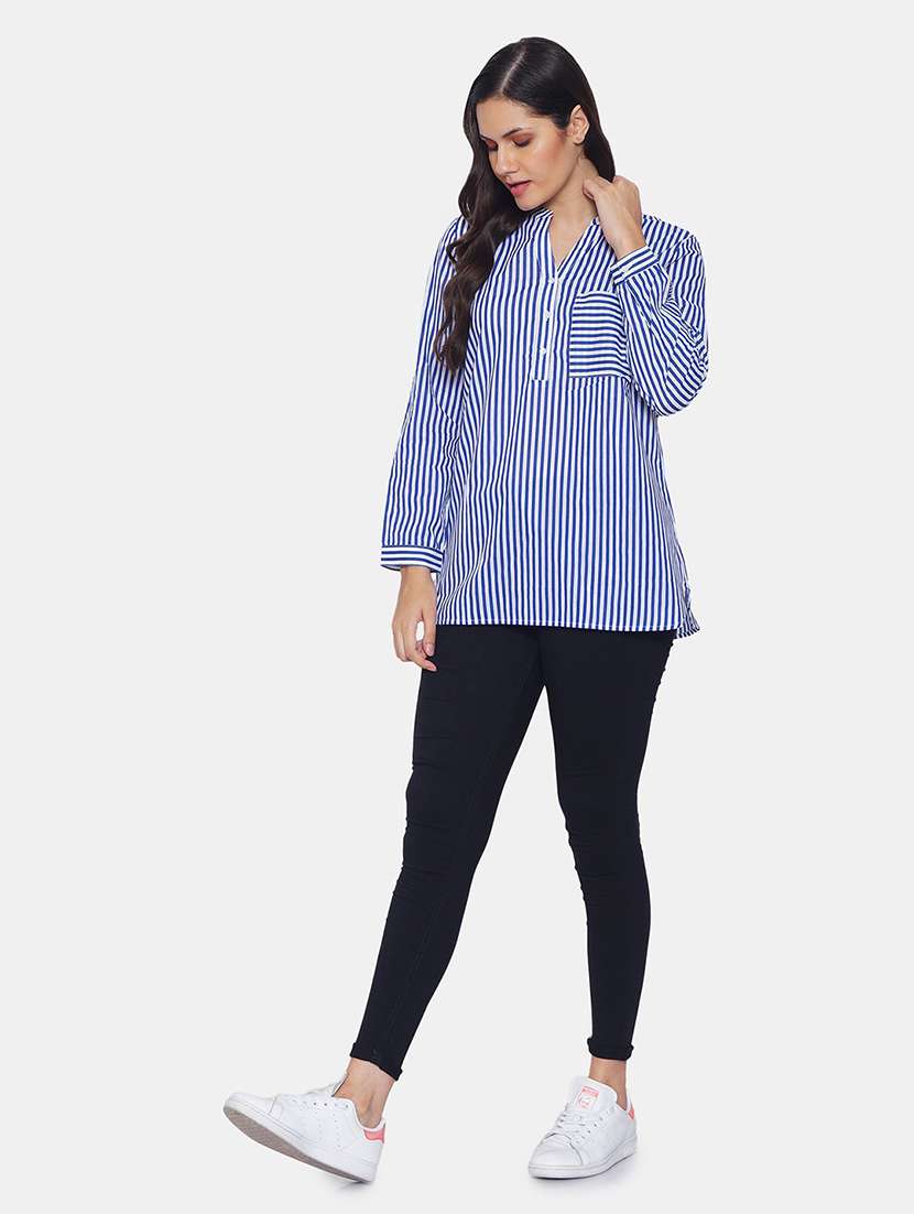 women's straight mandarin neck top - 19298276 -  Standard Image - 3