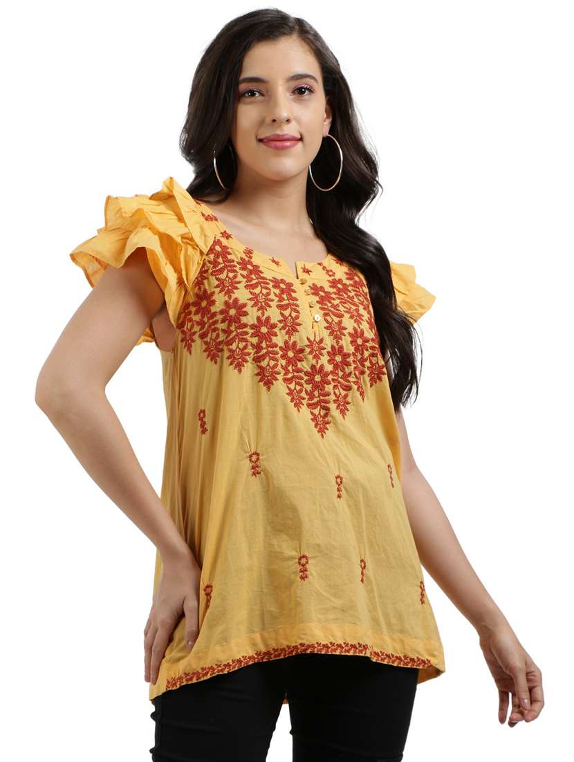 women's ruffle notch neck top