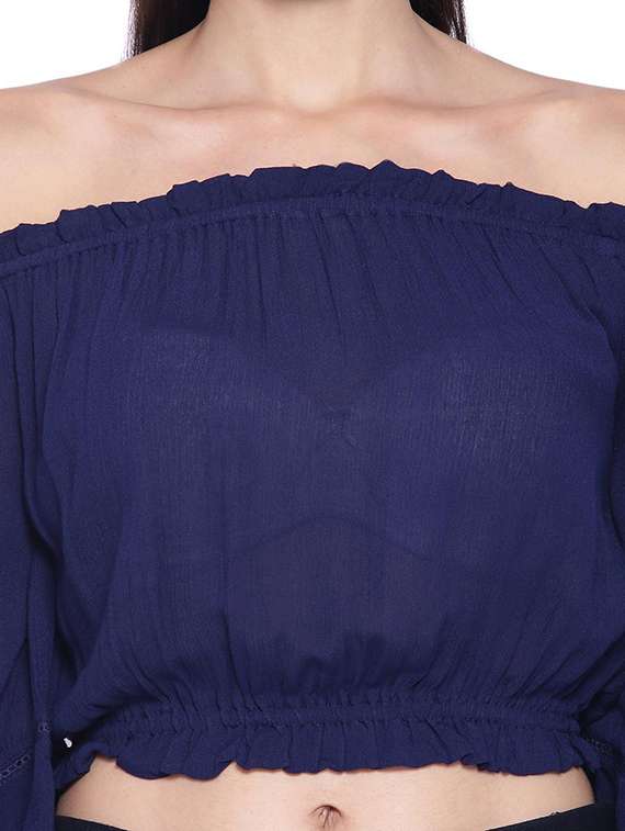 women's crop off shoulder top - 19298459 -  Standard Image - 3