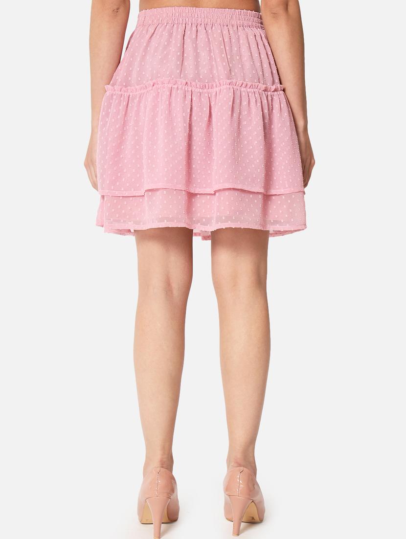 pink georgette layered skirt - 19298634 - Standard Image - 3