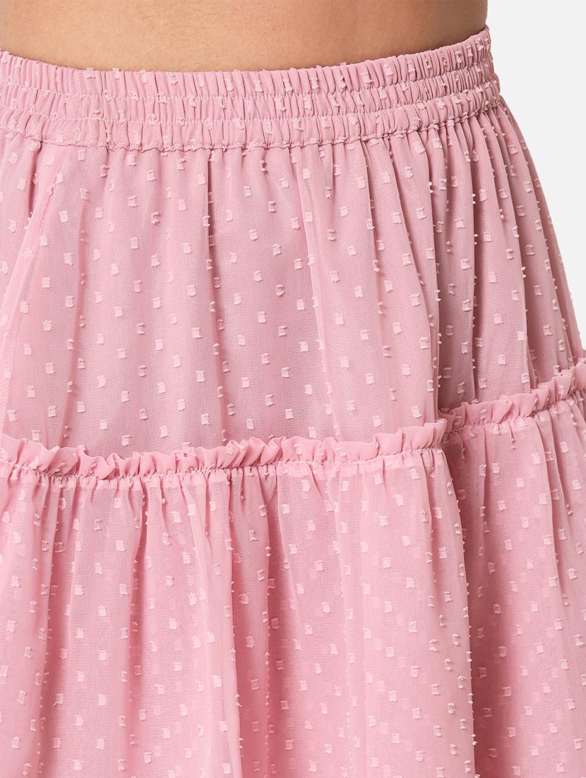 pink georgette layered skirt - 19298634 - Standard Image - 5