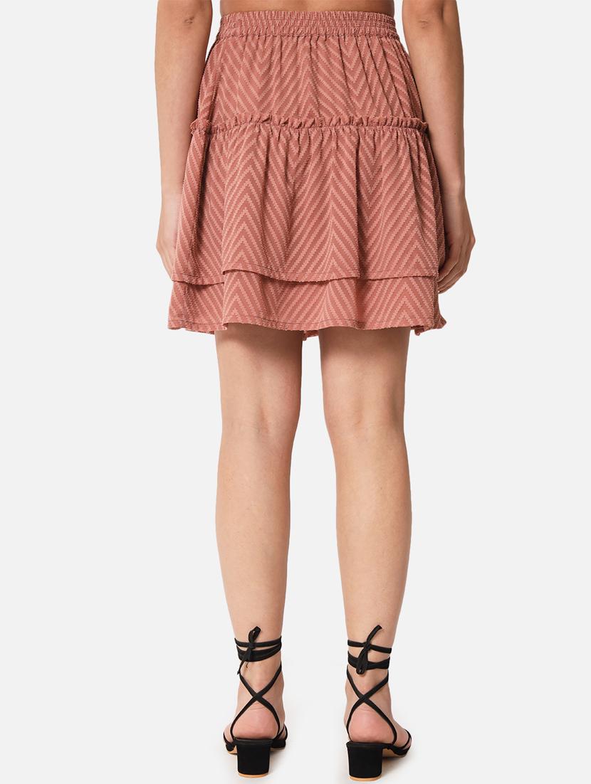 peach self cdesigned layered skirt - 19298635 - Standard Image - 3