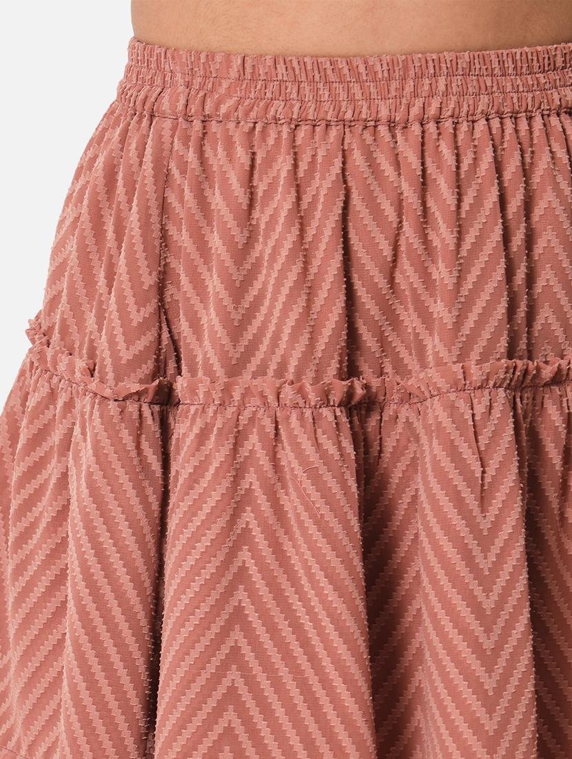 peach self cdesigned layered skirt - 19298635 - Standard Image - 5