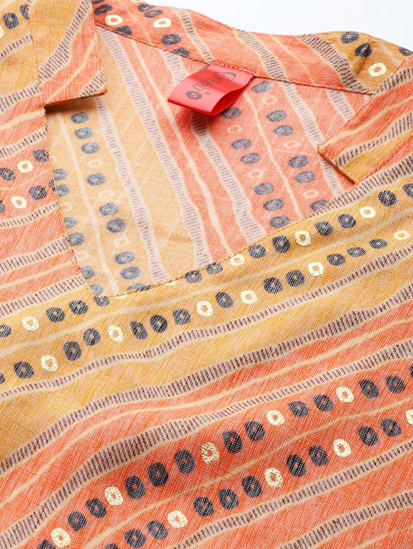 orange printed top and palazzos set set - 19298810 -  Standard Image - 3