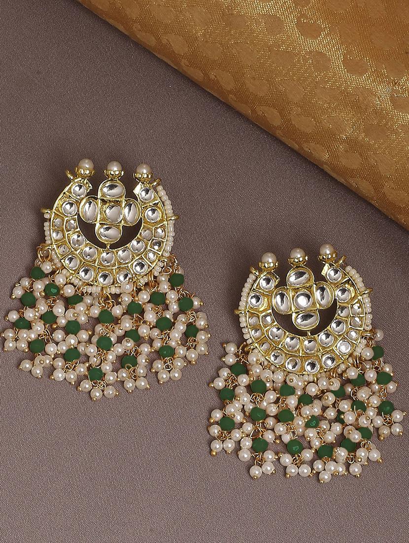 green metal chandballi earring