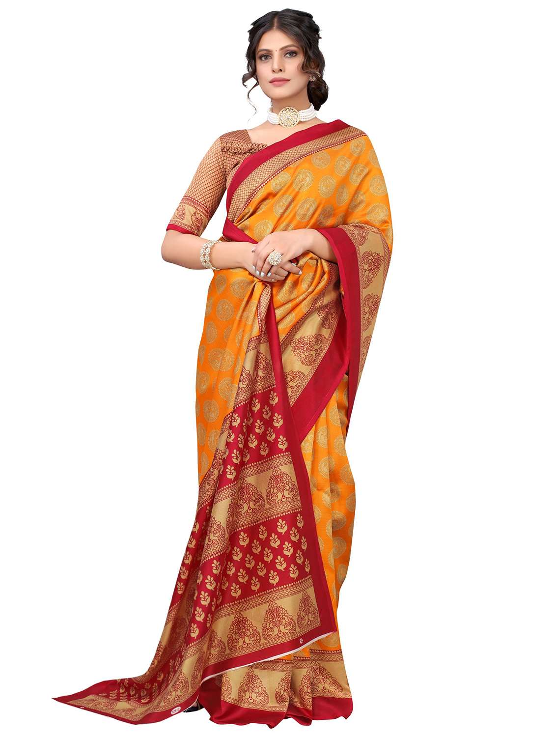 women's ethnic motifs multi colored saree with blouse