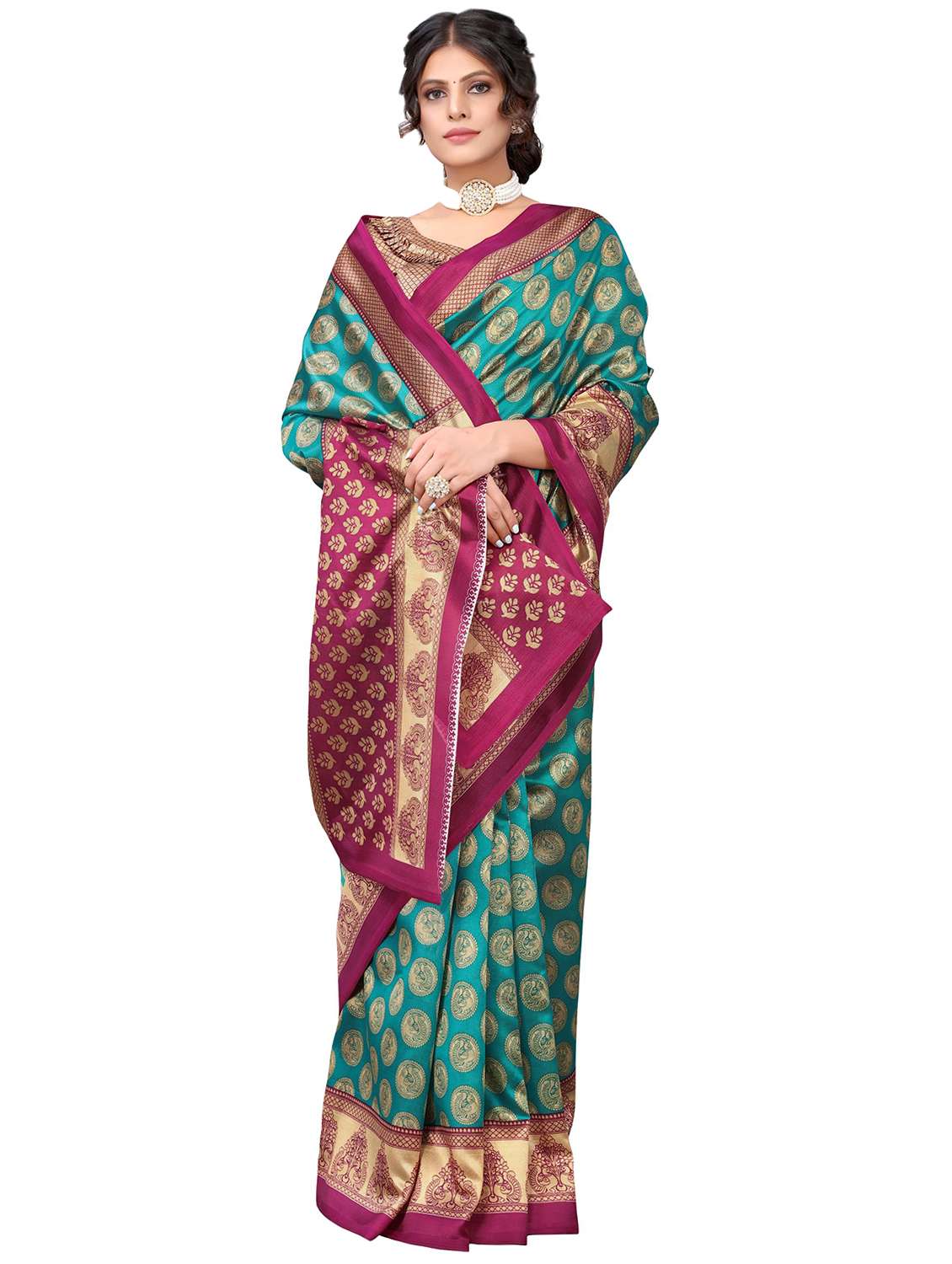 women printed saree with blouse