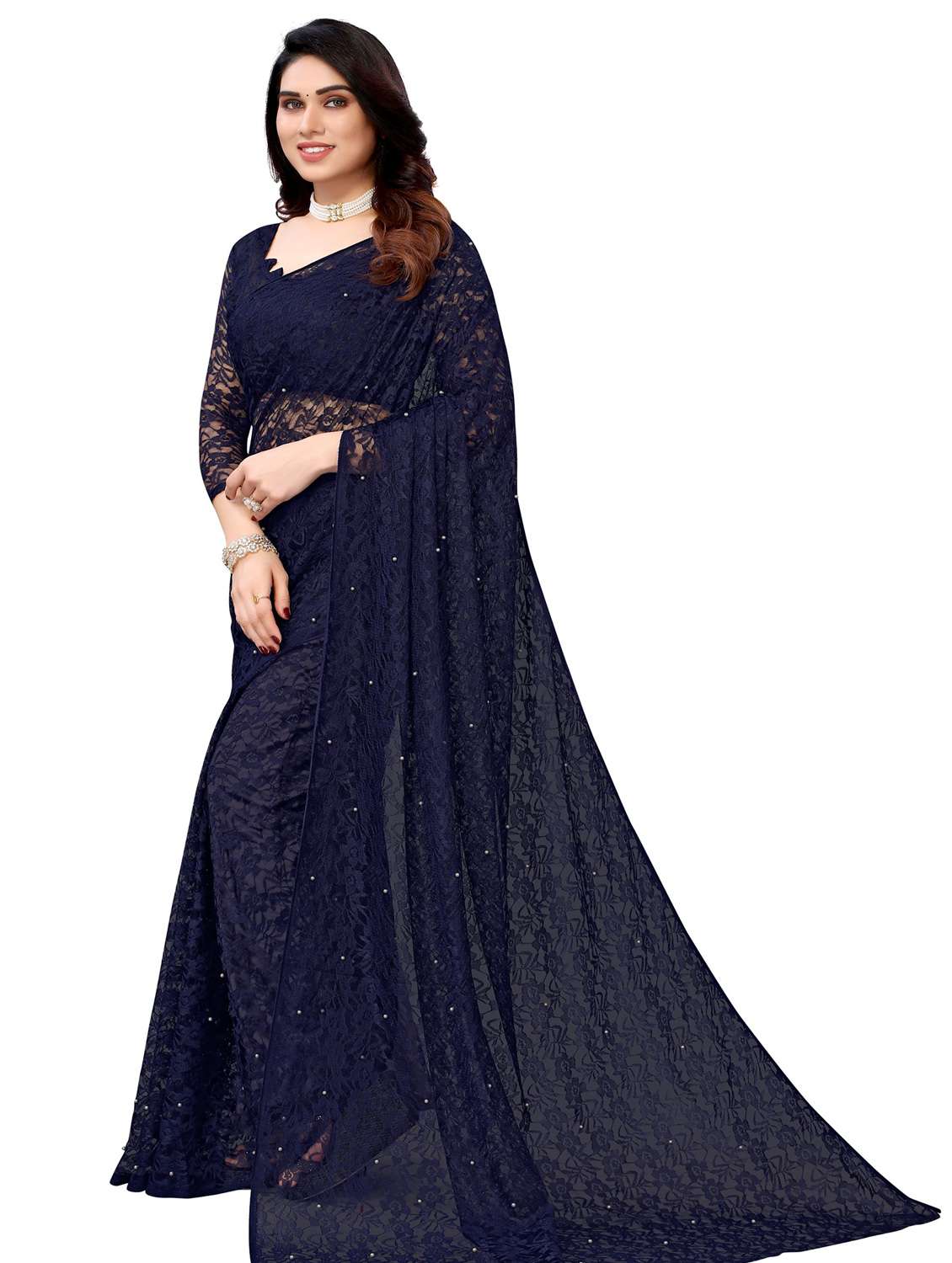 women's embroidered saree with blouse