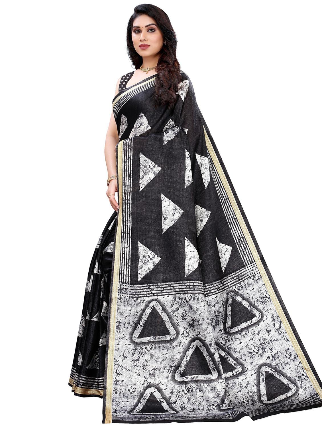 black printed saree with blouse - 19300725 -  Zoom Image - 0
