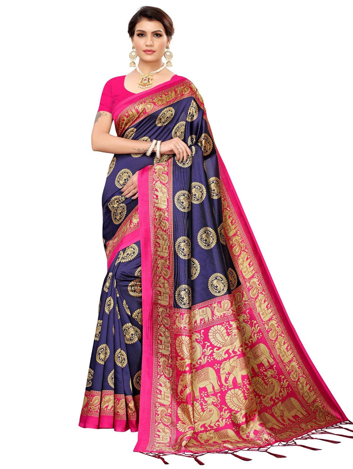 blue zari work saree - 19300775 - Zoom Image - 0