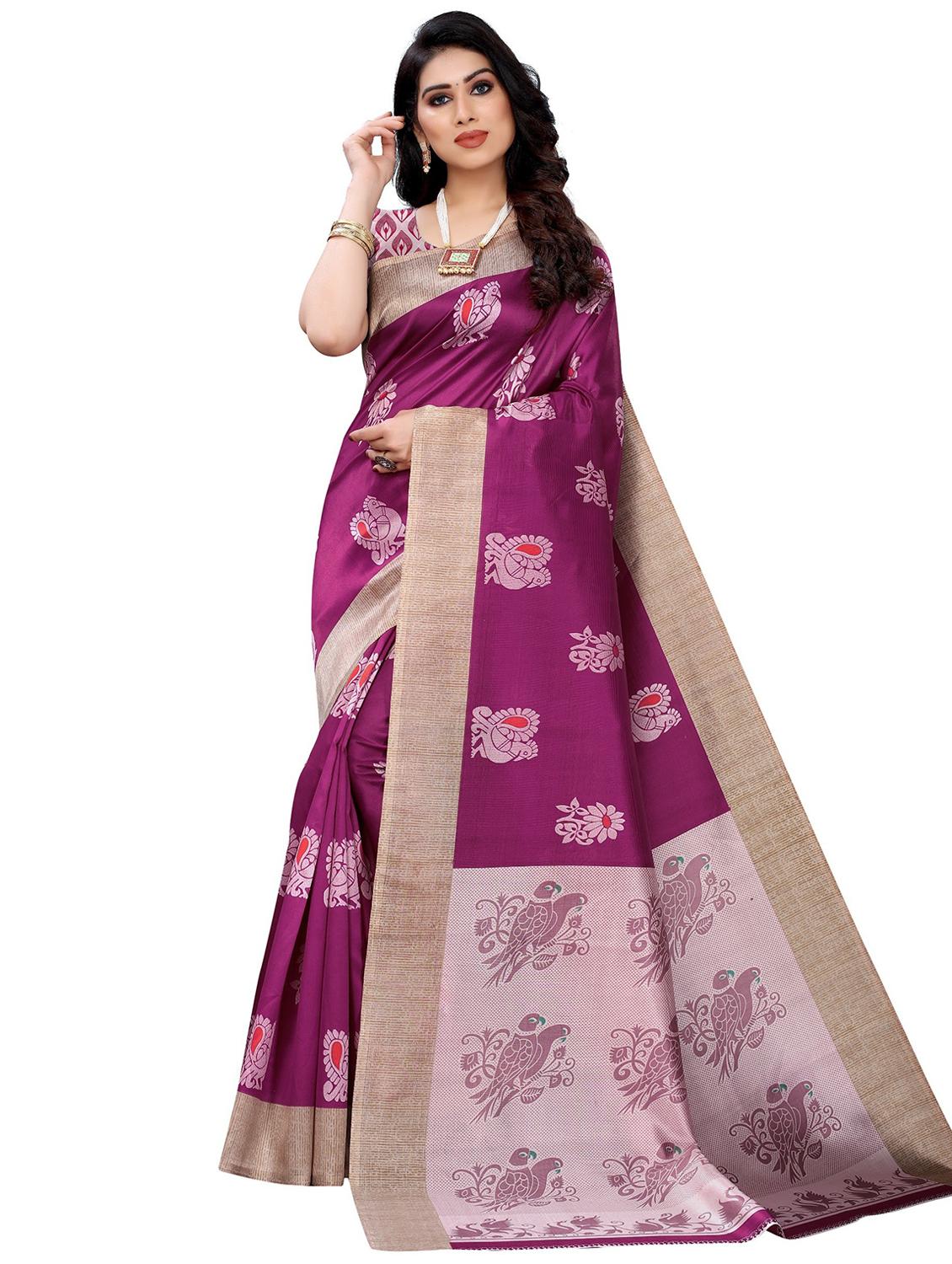 purple zari work saree with blouse - 19300854 -  Zoom Image - 0
