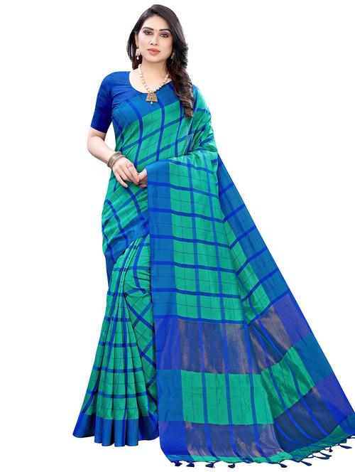 contrast bordered woven saree - 19301119 - Standard Image - 0