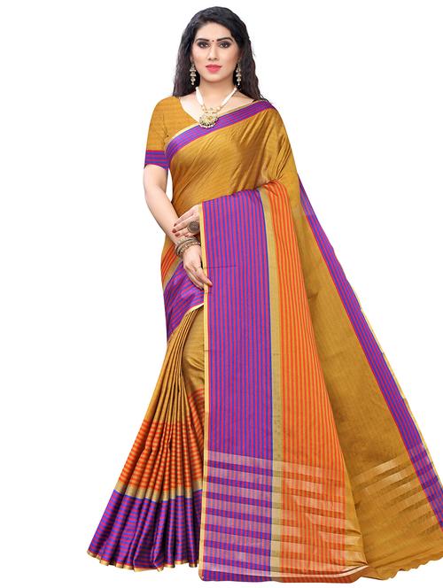 contrast bordered woven saree with blouse - 19301123 -  Standard Image - 0