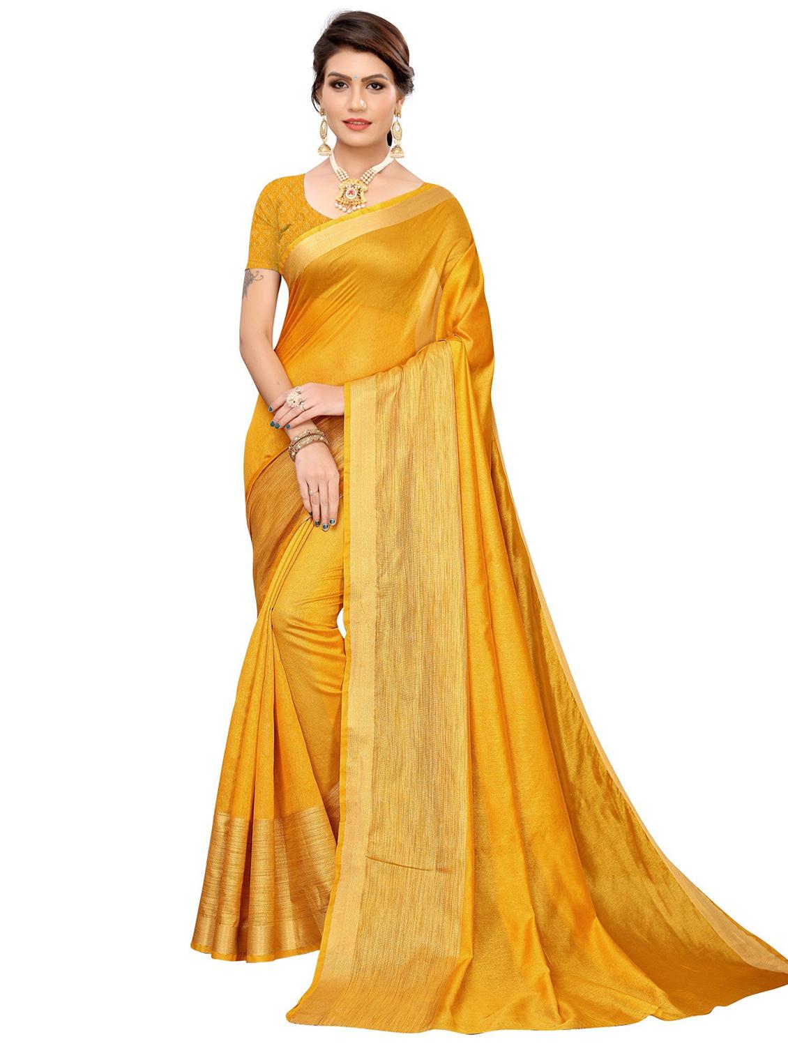 contrast bordered woven saree with blouse - 19301152 - Zoom Image - 0
