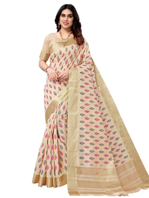 contrast bordered woven saree with blouse - 19301276 - Standard Image - 0