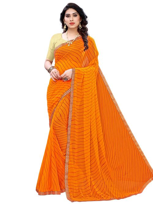 contrast bordered printed saree with blouse - 19301287 - Standard Image - 0