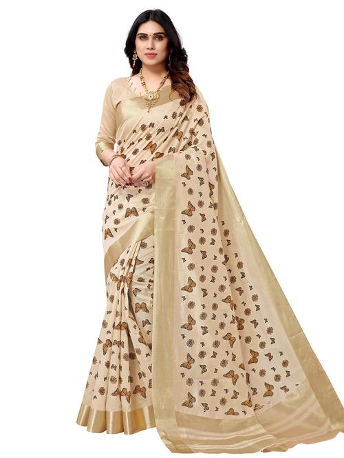 contrast bordered printed saree - 19301296 - Standard Image - 0