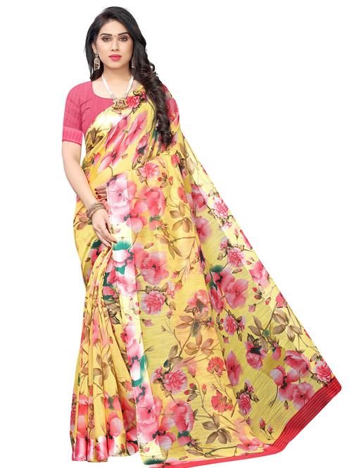 floral printed saree with blouse - 19301685 -  Standard Image - 0