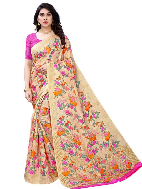 floral printed saree with blouse - 19301718 - Standard Image - 0
