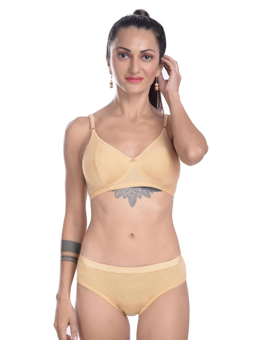 beige cotton bras and panty set - 19302346 - Zoom Image - 0