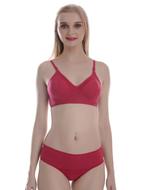 pink cotton bra and panty set - 19302364 -  Standard Image - 0