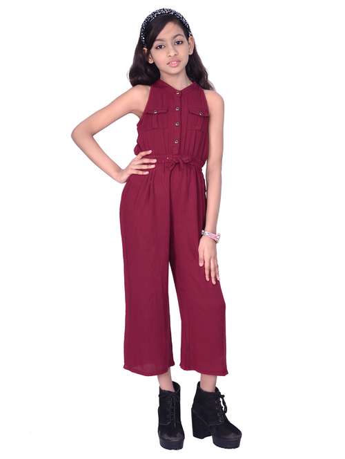 girls solid  full length jumpsuit  - 19302394 -  Standard Image - 0