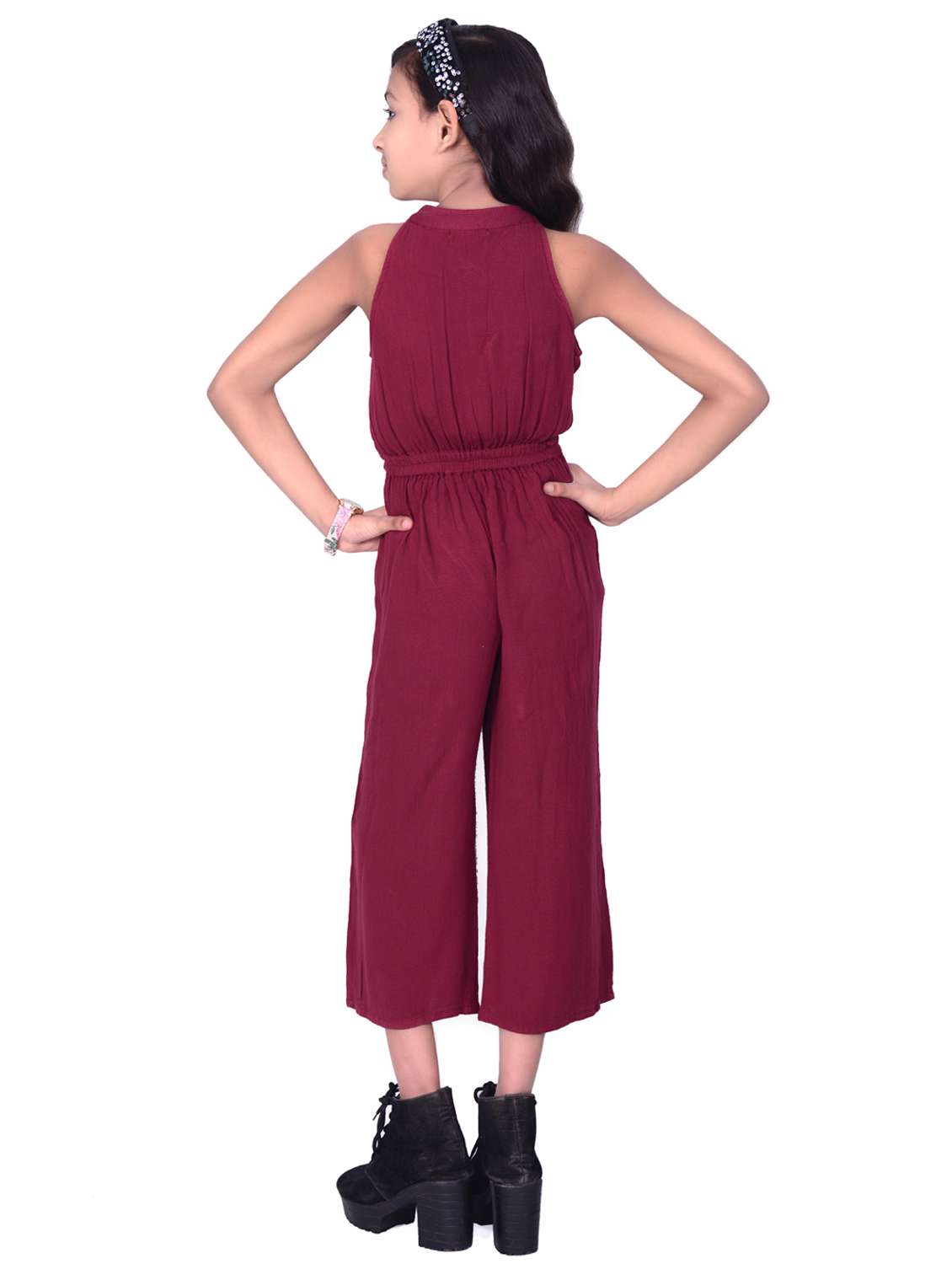 girls solid  full length jumpsuit  - 19302394 -  Standard Image - 3