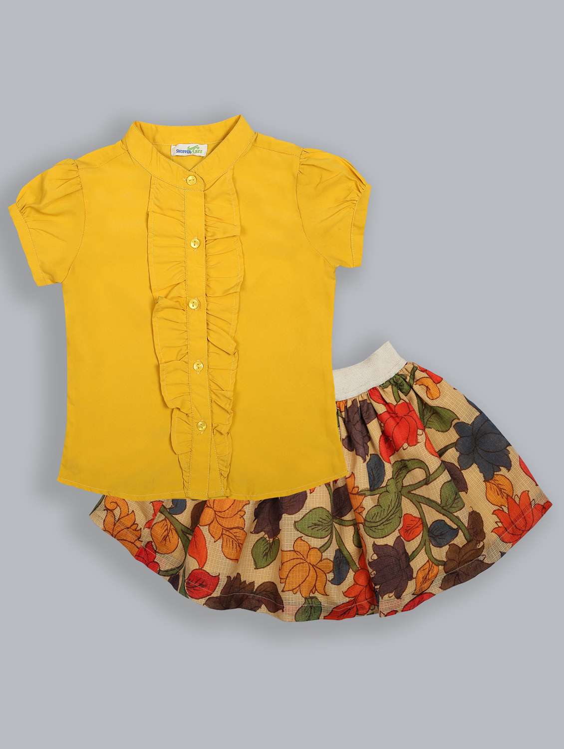 girls printed twin set