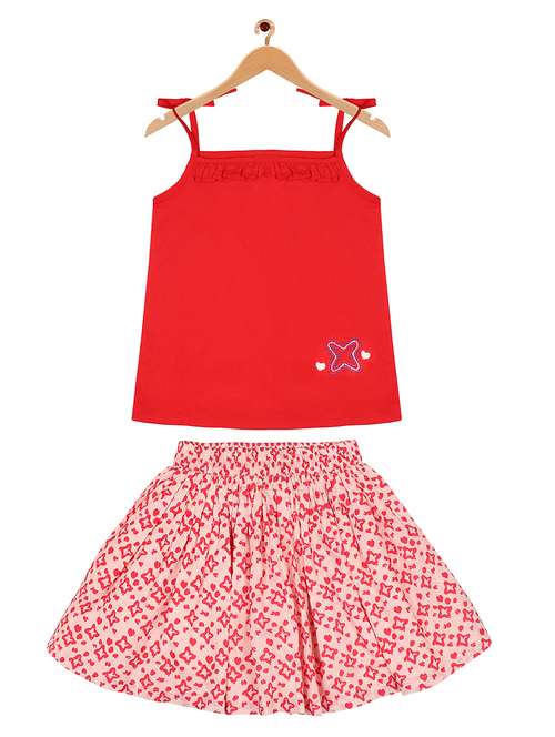 girls printed square neck twin set - 19302522 - Standard Image - 0