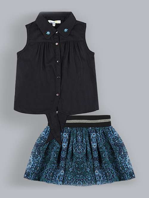 girls printed collared twin set - 19302537 -  Standard Image - 0