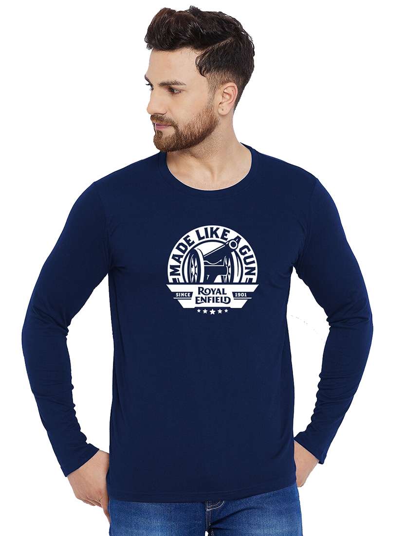 men chest print round neck t-shirt