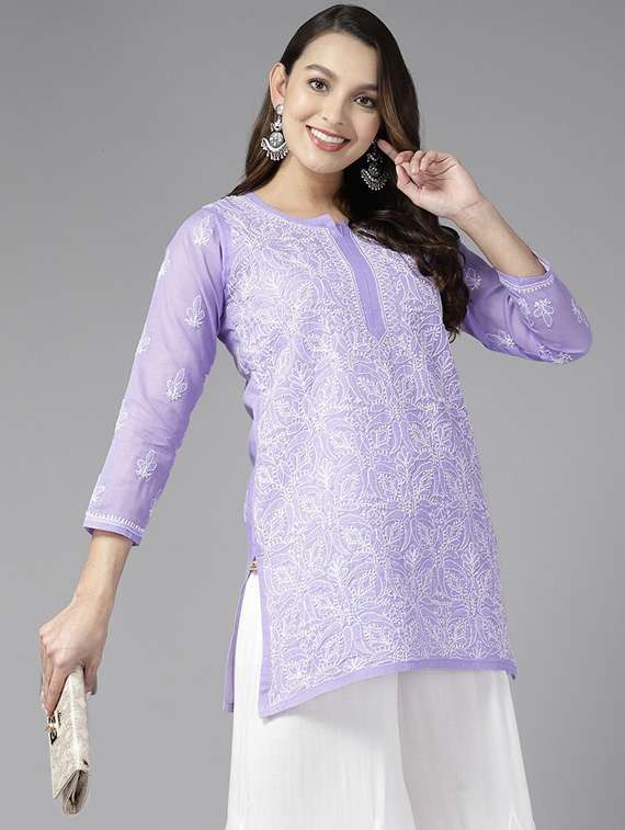 women's hand embroidered chikankari straight kurti