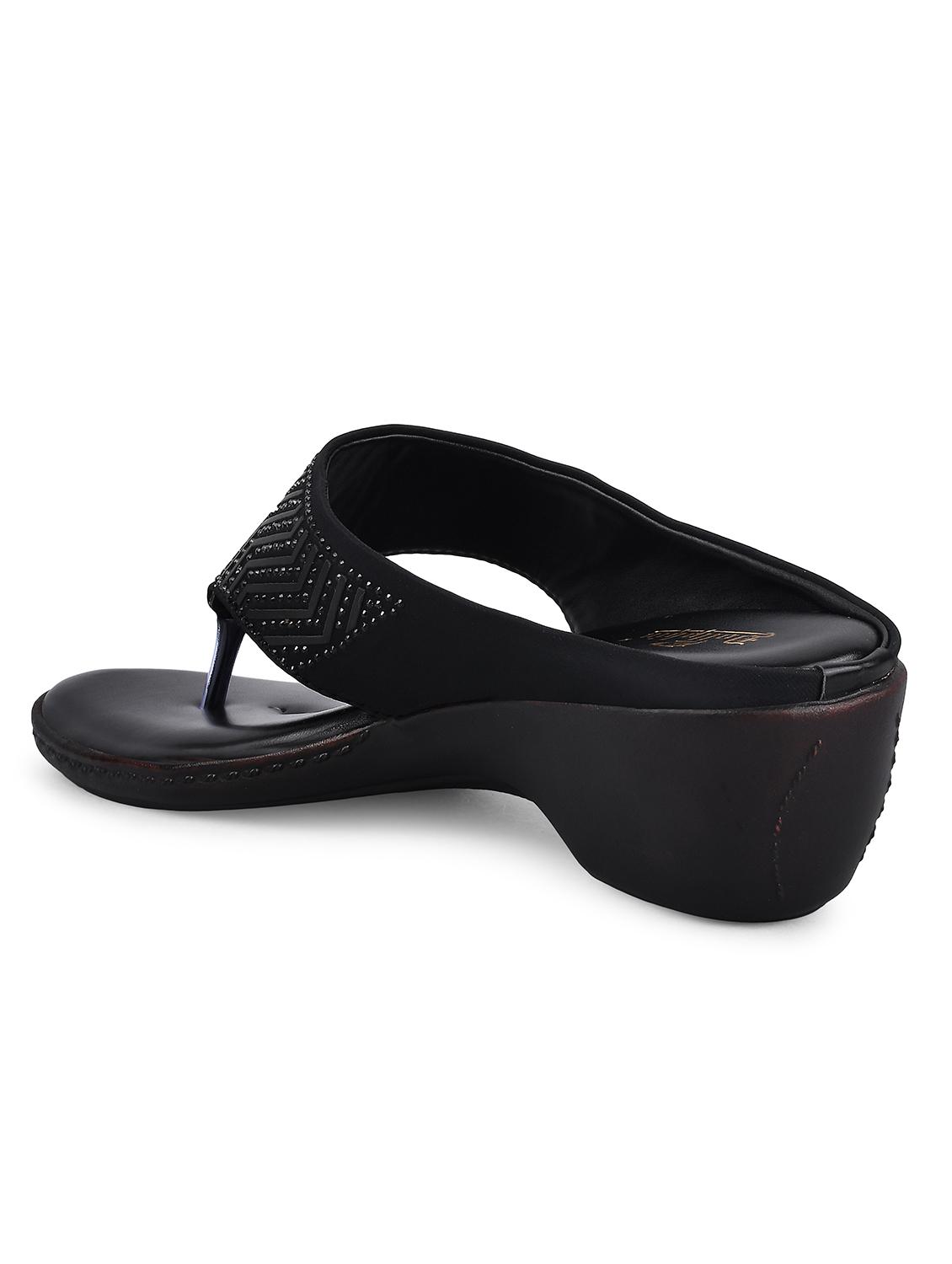 women black slip on flats sandals - 19303777 - Standard Image - 3